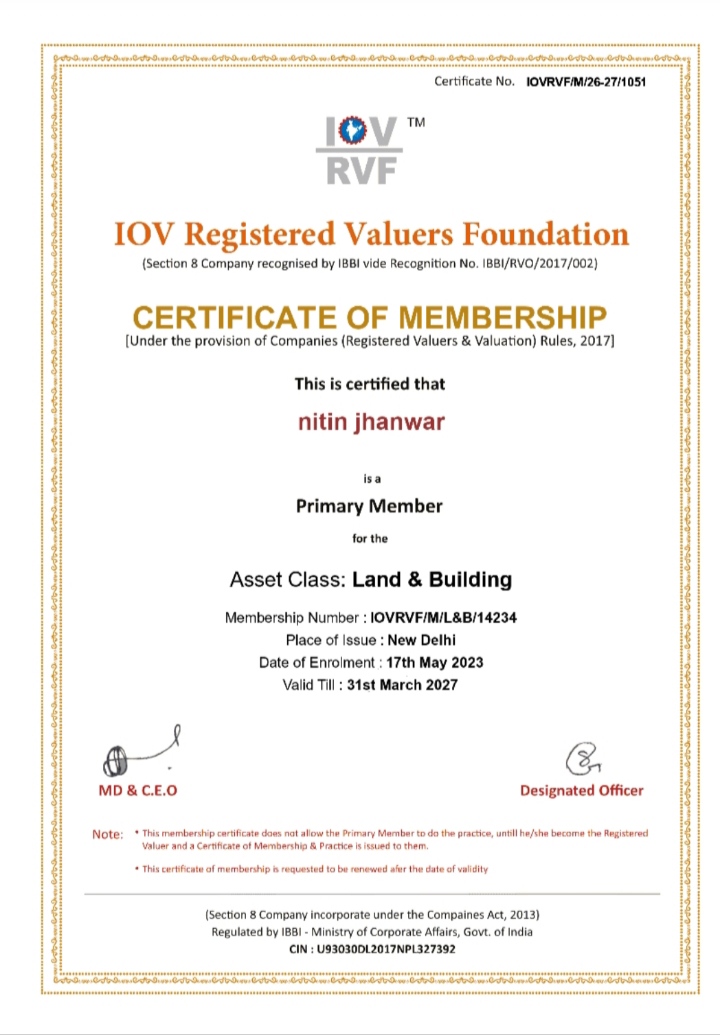 IOV RVF Certificate